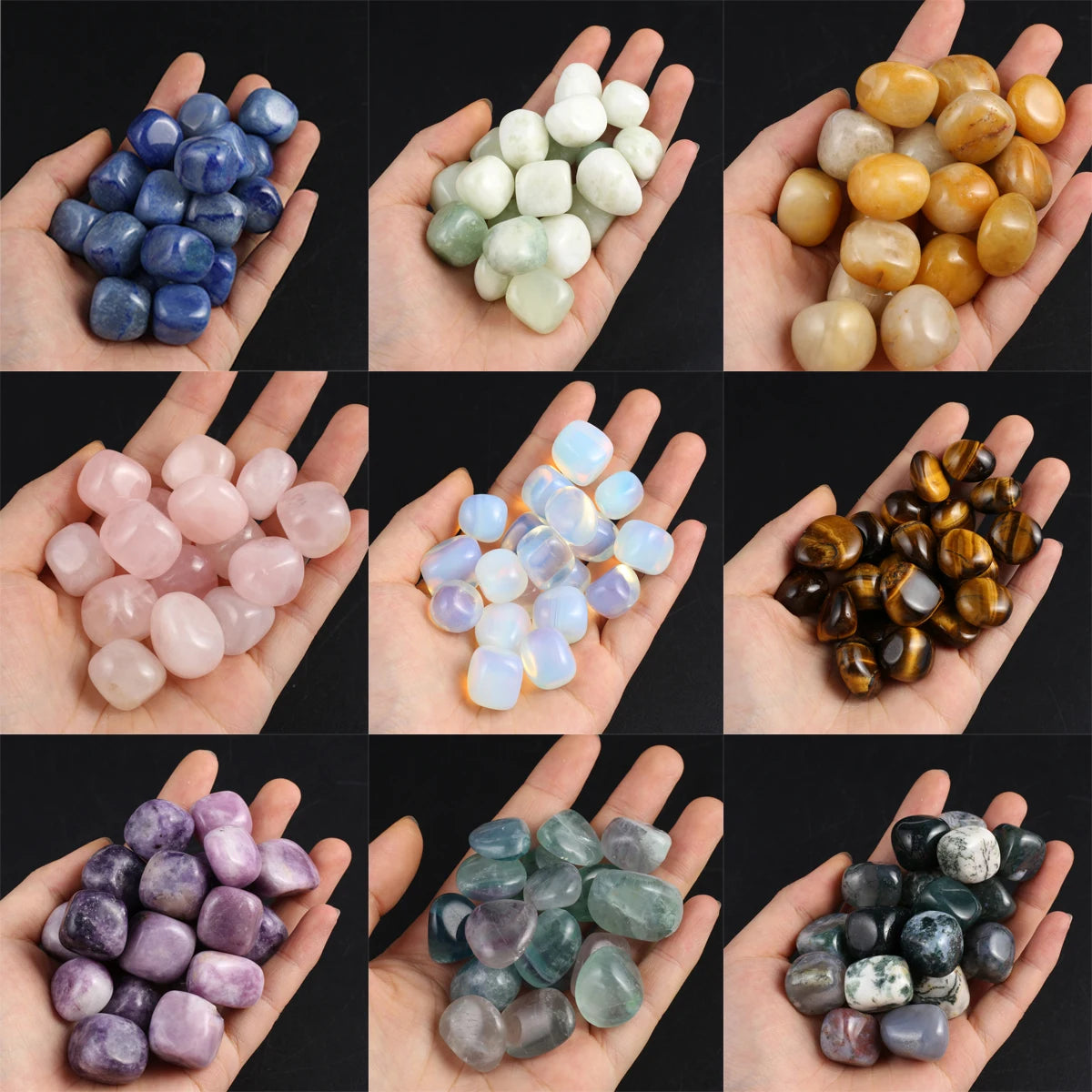 Lot de 10 Pierres Naturelles – Fluorite, Opale & Cristaux Énergétiques