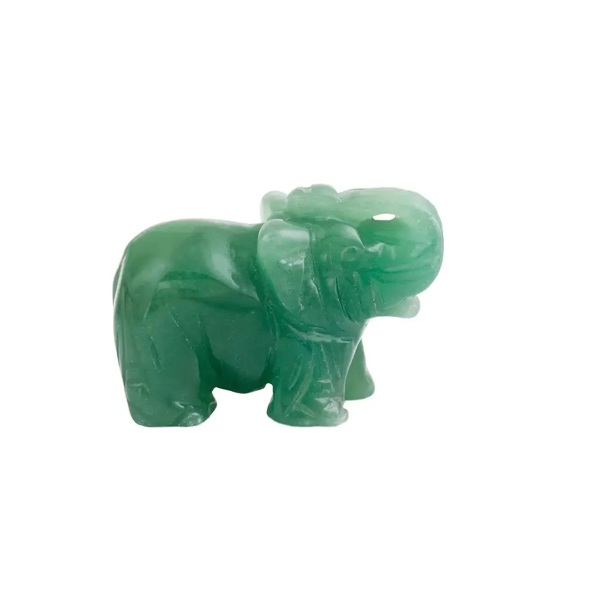 Éléphant en Aventurine Verte Sculpté à la Main – Symbole de Chance & Prospérité